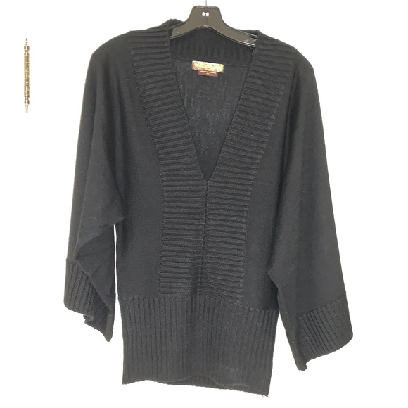 Wool Sweater with 3/4 Bell/Dolman Sleeve, Size Small, Black - Picture 1 of 9